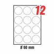 Etichete autoadezive cercuri cu diametru de 60 mm 12/A4, 100 coli/top Creatix