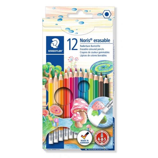 Set 12 creioane color cu guma Staedtler Noris ST-14450-NC12