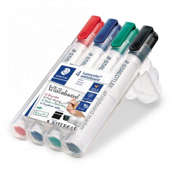 Set marker whiteboard Lumocolor varf tesit 2mm 4 culori/set