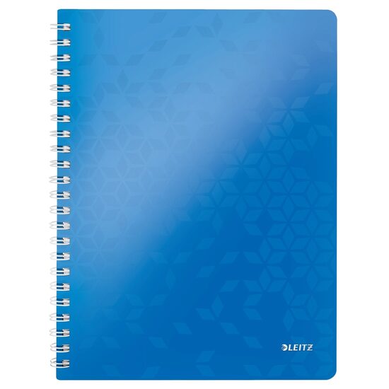 Caiet de birou LEITZ Wow, PP, A4, cu spira, matematica - albastru metalizat