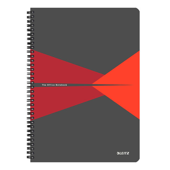 Caiet de birou LEITZ Office, PP, A4, cu spira, dictando - rosu