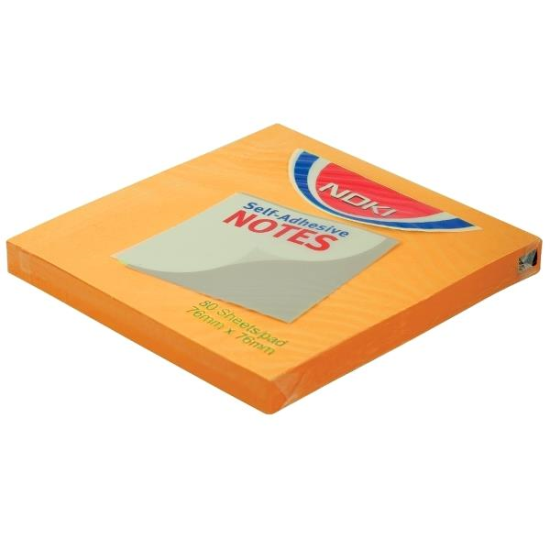 Notite adezive, Noki, portocaliu, 76 x 76 mm, 100 file/set