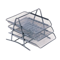 Set 3 tavite pentru documente Mesh metal, argintiu