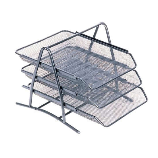 Set 3 tavite pentru documente Mesh metal, argintiu