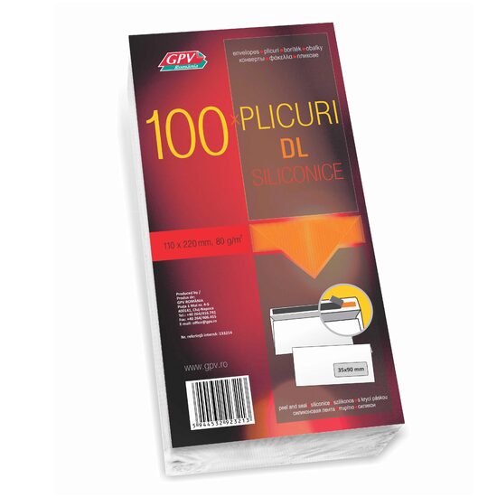 DL, 100 plicuri, siliconic, offset, 80 g/mp