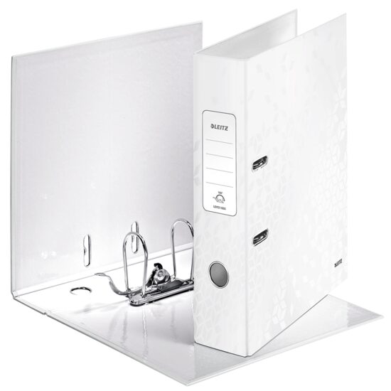 Biblioraft LEITZ 180 Wow, A4, 85mm, carton laminat - alb metalizat