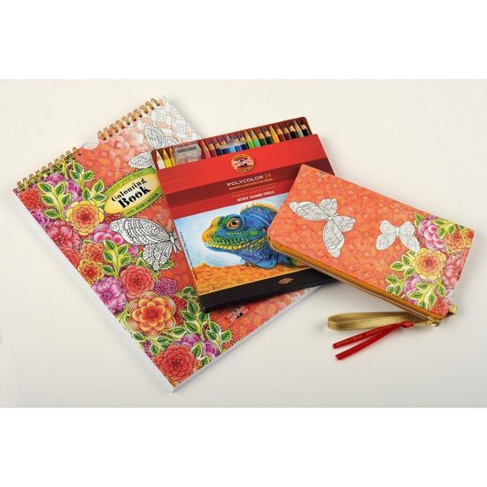 Set coloriaj antistres: carte+24 cr.col+penar