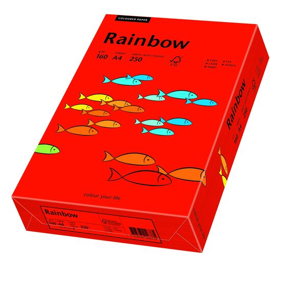 Carton A4 Rainbow 160 gr 250 coli intense red 2483