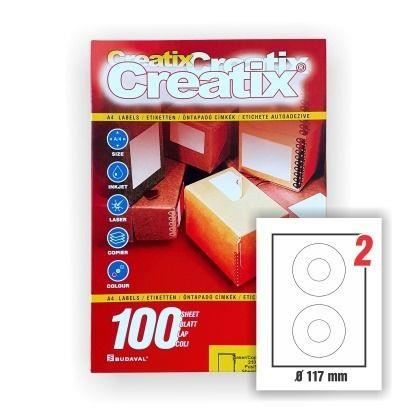 Etichete autoadezive cercuri cu diametru de 117mm 2/A4, 100 coli/top Creatix