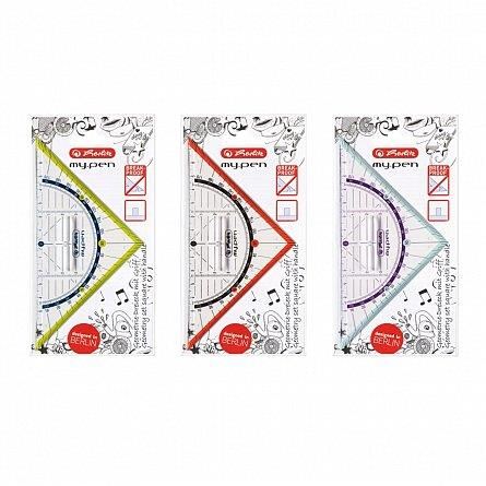 Echer/raportor Herlitz my.pen grip 16 cm plastic div culori