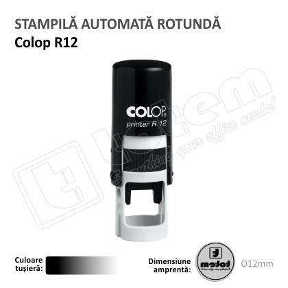 Stampila Rotunda Colop R12 Diametru 12 mm tusat negru