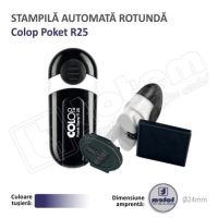 Stampila Rotunda de buzunar Colop R25 Diametru 25 mm tusat albastru