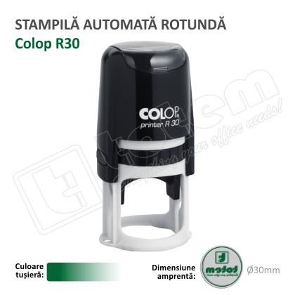 Stampila Rotunda Colop R30 Diametru 30 mm tusat verde