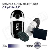 Stampila Rotunda de buzunar Colop R30 Diametru 30 mm tusat albastru