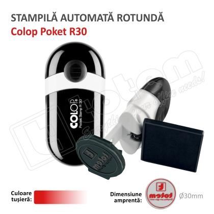 Stampila Rotunda de buzunar Colop R30 Diametru 30 mm tusat rosu