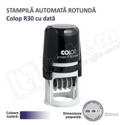 Stampila Colop Datiera Printer R30 Diametru 30 mm tusat albastru