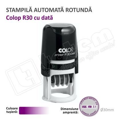 Stampila Colop Datiera Printer R30 Diametru 30 mm tusat mov