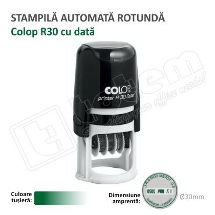Stampila Colop Datiera Printer R30 Diametru 30 mm tusat verde
