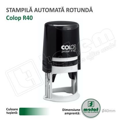 Stampila Rotunda Colop R40 Diametru 40 mm tusat verde