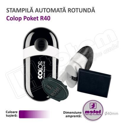 Stampila Rotunda de buzunar Colop R40 Diametru 40 mm tusat mov