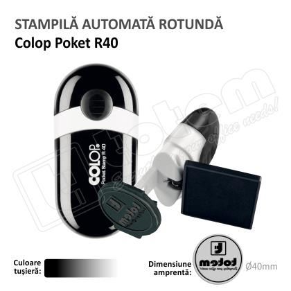 Stampila Rotunda de buzunar Colop R40 Diametru 40 mm tusat negru