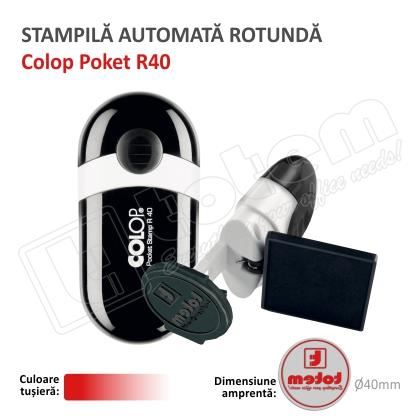 Stampila Rotunda de buzunar Colop R40 Diametru 40 mm tusat rosu