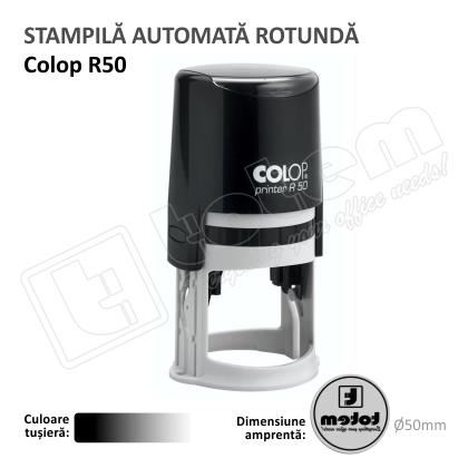 Stampila Rotunda Colop R50 Diametru 50 mm tusat negru