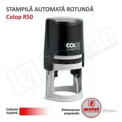 Stampila Rotunda Colop R50 Diametru 50 mm tusat rosu