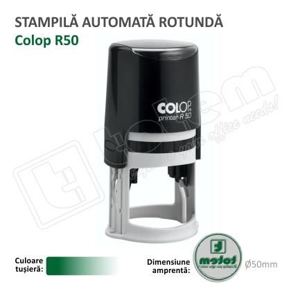 Stampila Rotunda Colop R50 Diametru 50 mm tusat verde