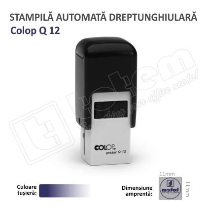 Stampila Patrata Colop Q12 Dimensiune 12 x 12 mm tusat albastru