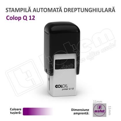 Stampila Patrata Colop Q12 Dimensiune 12 x 12 mm tusat mov