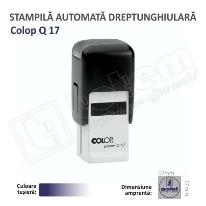 Stampila Patrata Colop Q17 Dimensiune 17 x 17 mm tusat albastru