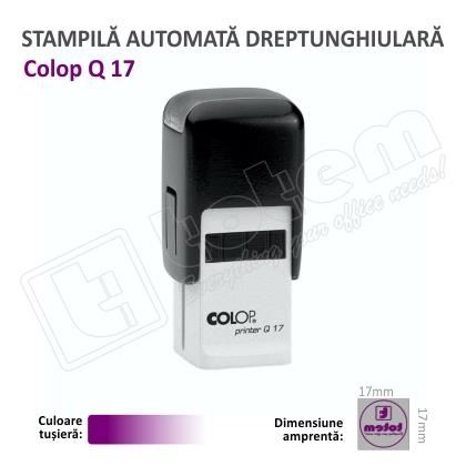 Stampila Patrata Colop Q17 Dimensiune 17 x 17 mm tusat mov