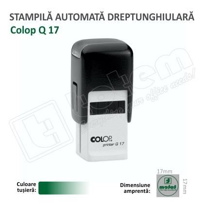 Stampila Patrata Colop Q17 Dimensiune 17 x 17 mm tusat verde