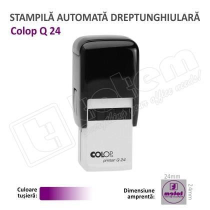 Stampila Patrata Colop Q24 Dimensiune 24 x 24 mm tusat mov