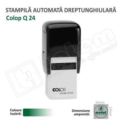 Stampila Patrata Colop Q24 Dimensiune 24 x 24 mm tusat verde