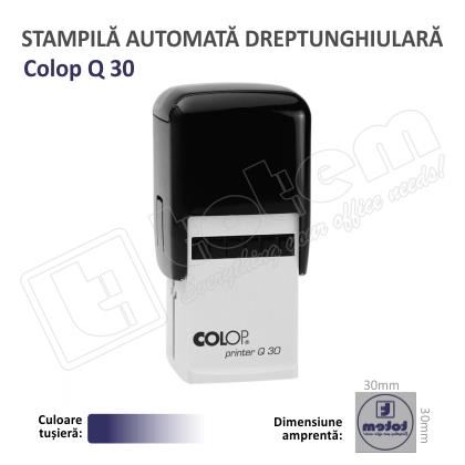 Stampila Patrata Colop Q30 Dimensiune 30 x 30 mm tusat albastru