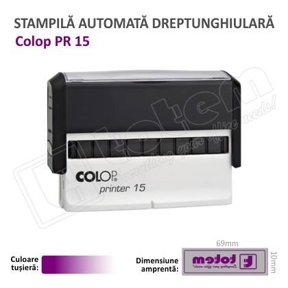 Stampila Colop Printer 15 dimensiune 69 x 10 mm tusat mov