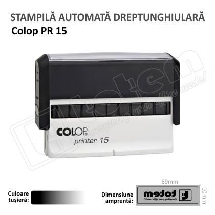 Stampila Colop Printer 15 dimensiune 69 x 10 mm tusat negru