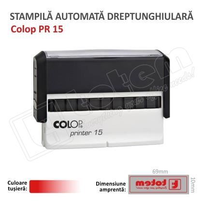 Stampila Colop Printer 15 dimensiune 69 x 10 mm tusat rosu
