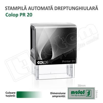 Stampila Colop Printer 20 dimensiune 38 x 14 mm tusat verde