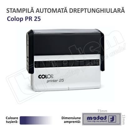 Stampila Colop Printer 25 dimensiune 75 x 15 mm tusat albastru