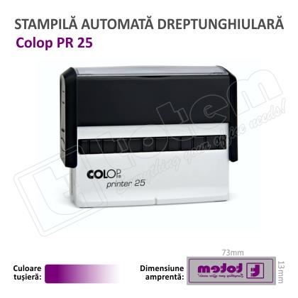 Stampila Colop Printer 25 dimensiune 75 x 15 mm tusat mov