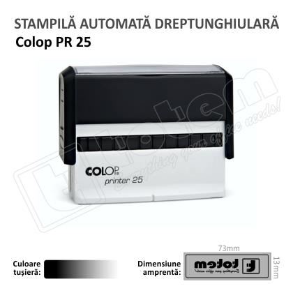 Stampila Colop Printer 25 dimensiune 75 x 15 mm tusat negru