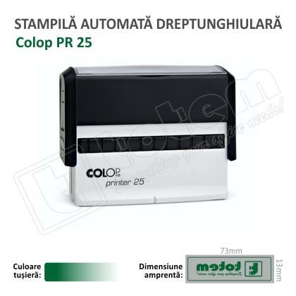 Stampila Colop Printer 25 dimensiune 75 x 15 mm tusat verde