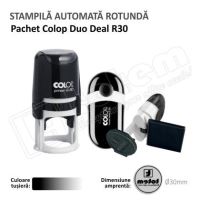 Stampila Colop Duo Deal R30 Automata+Pocket R30 de buzunar 30 mm tusat negru