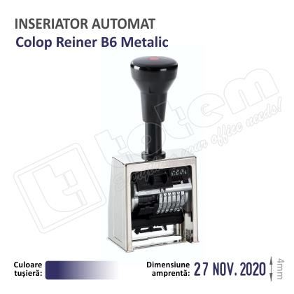 Stampila Inseriator metalic Automat Reiner B6K 6cifre tusat albastru