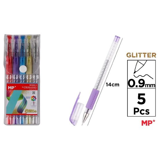 Pix cu gel cu sclipici , 5/set 