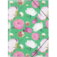 Mapa plastic A4 cu elastic PEONIES, flapsuri protectoare ajustabile