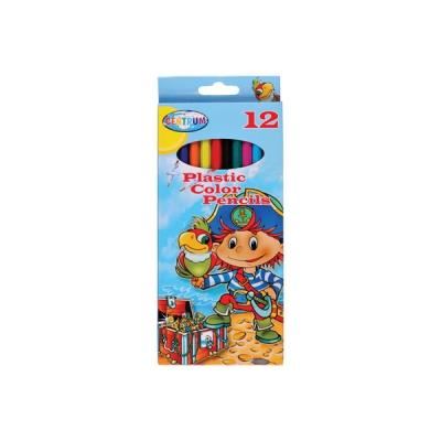 Creion color plastic flexibil pt baieti, PIRATE, 12 culori/set